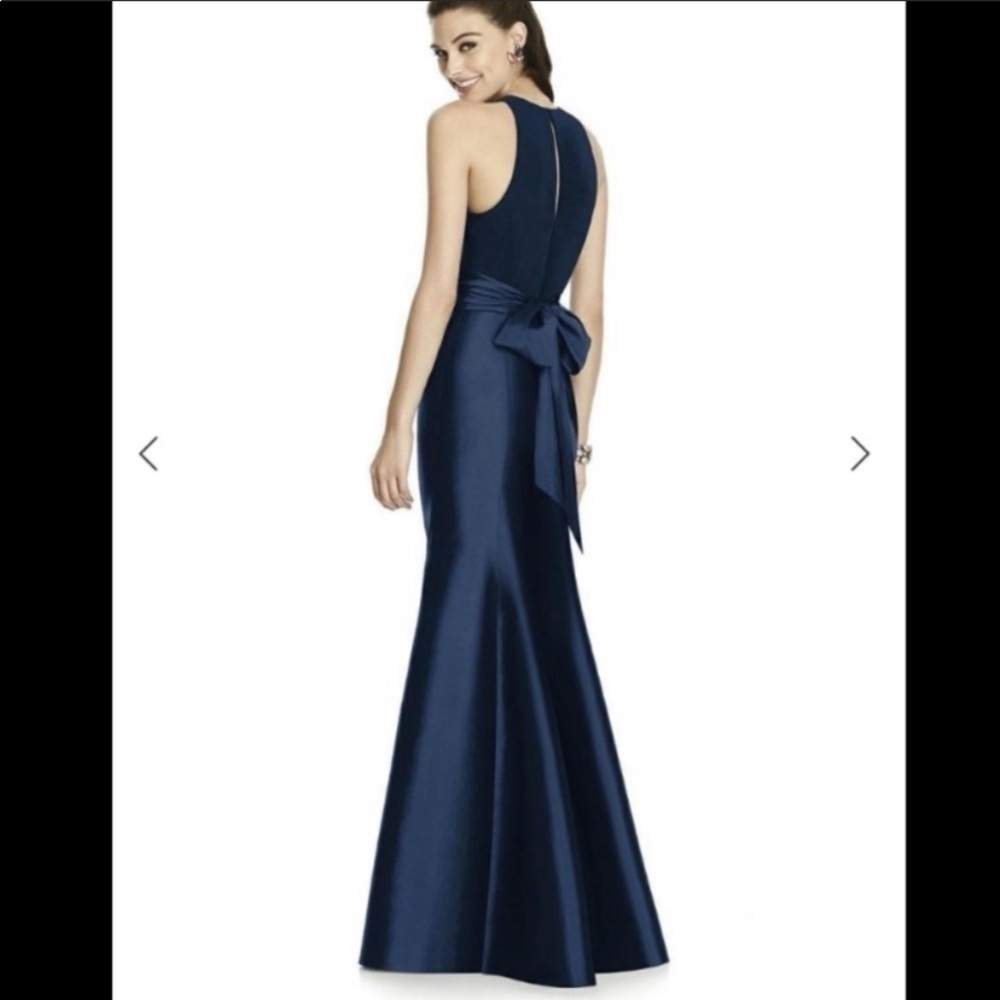 Alfred Sung D737 Midnight Floor Length Dress 2 - Picture 2 of 7